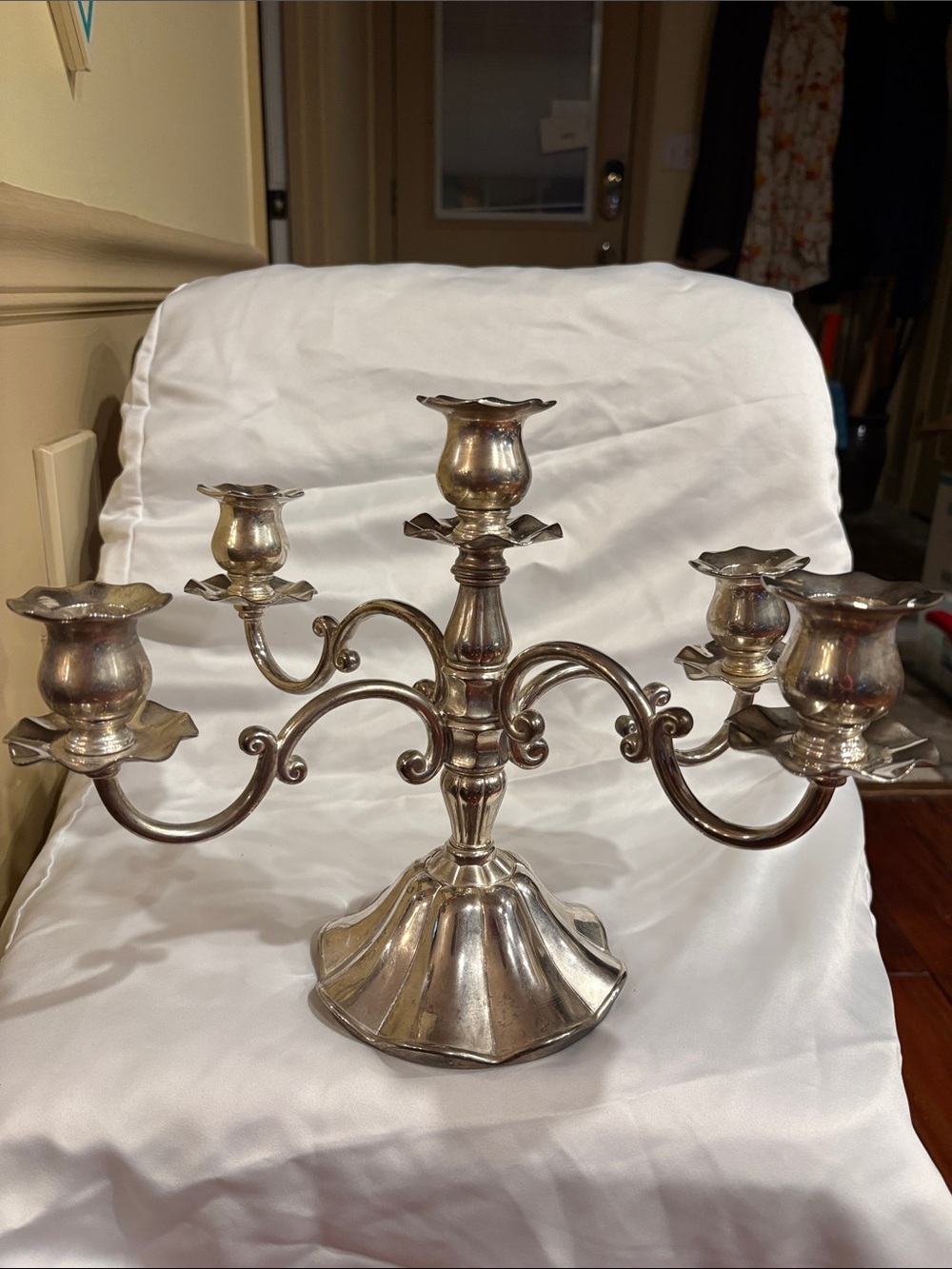 Vintage Silver Tone 5-Arm Candelabra - Home Accents 10”x12”